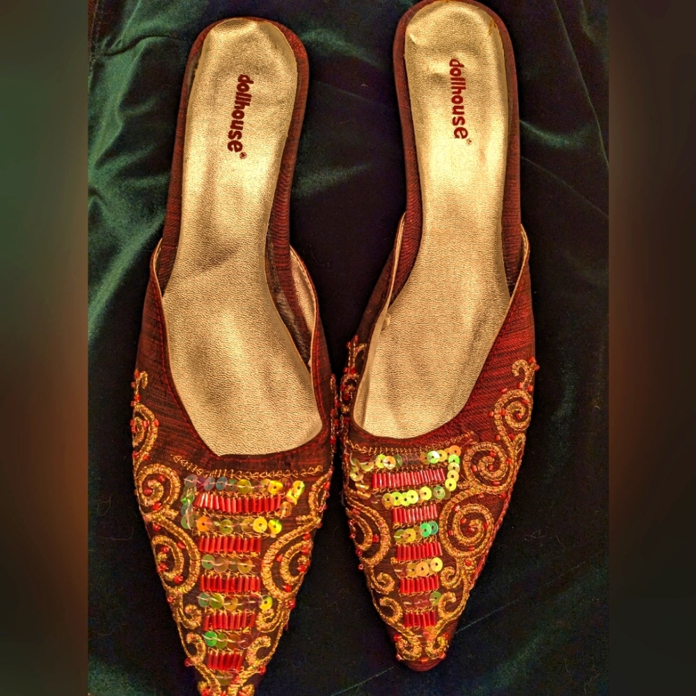 Exotic eastern kitten heel slip ons Halloween Accessory